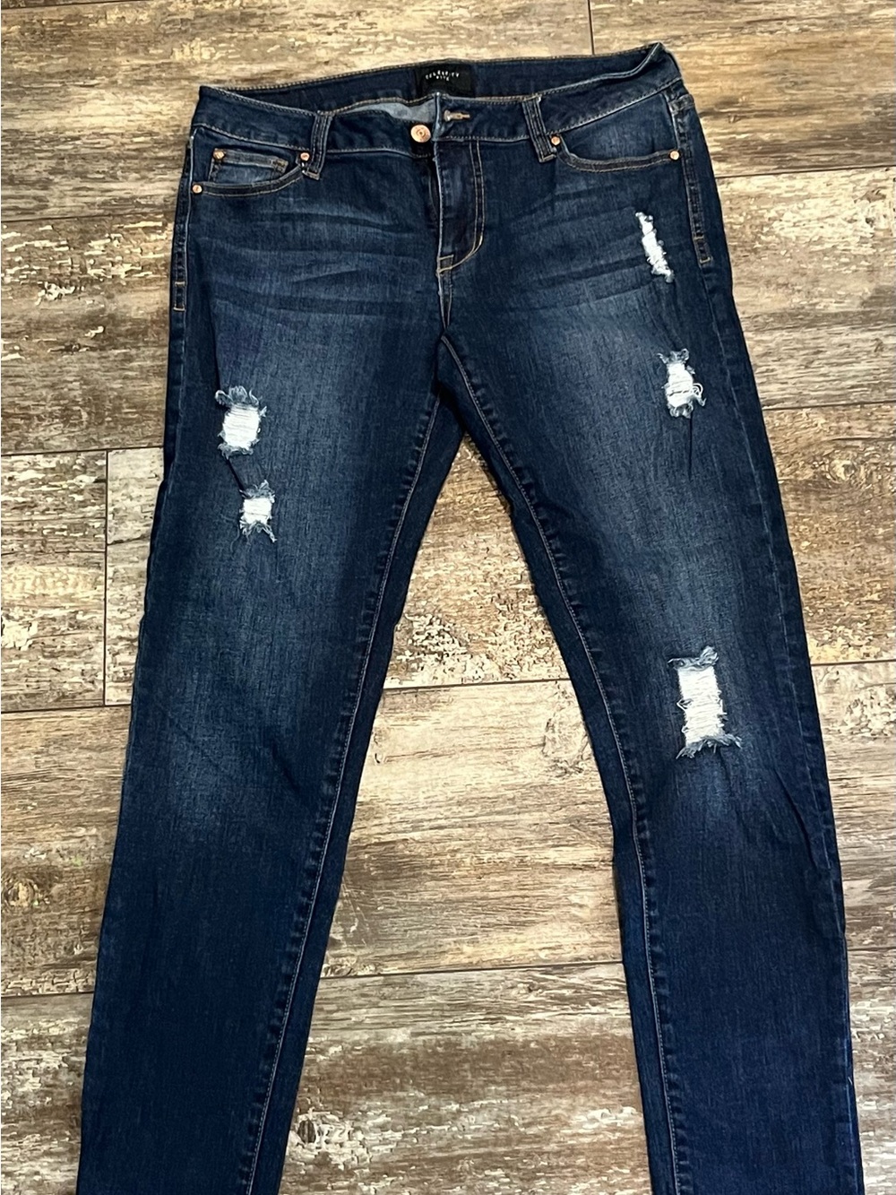 Celebrity Pink Dark Indigo Distressed Skinny Jeans
